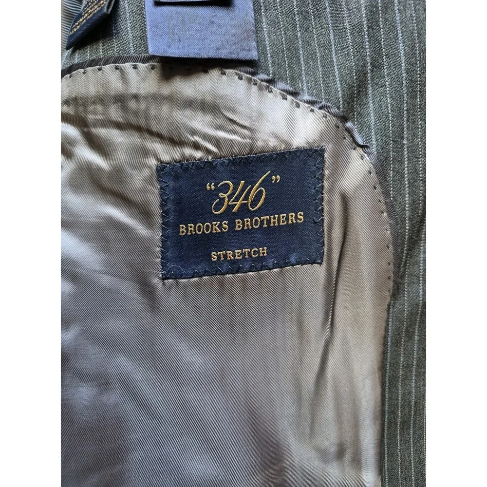 Brooks Brothers Mens Wool Stretch Sports Coat 41S Gray Stripe 2 Button Blazer